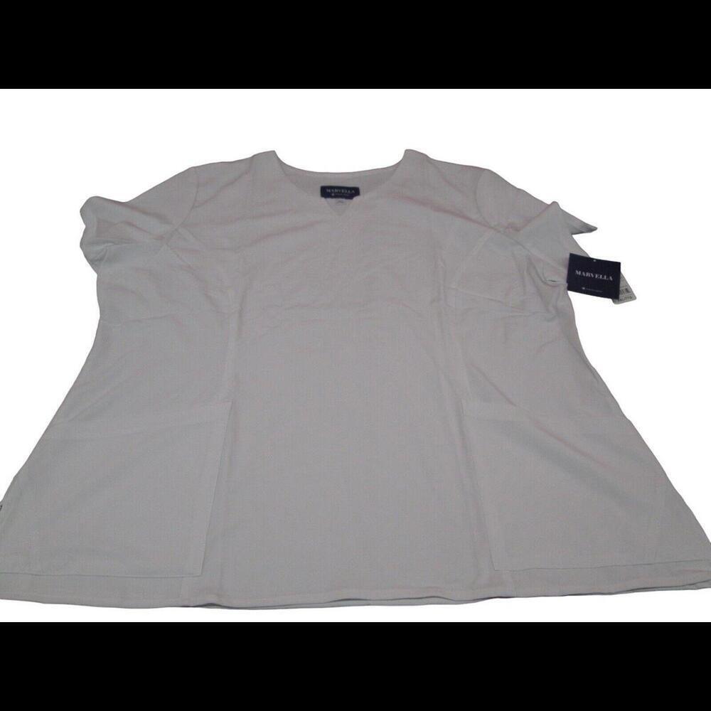 NWT Marvella Womens White Uniform Medical Scrub Top Nurse Hospital Work Wear XXL